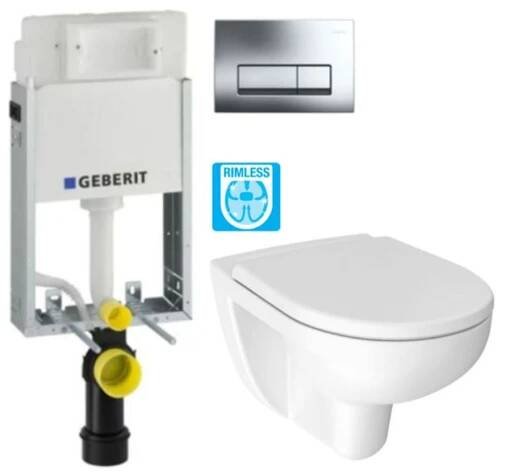 GEBERIT KOMBIFIXBasic vč. chromového tlačítka DELTA 51 + WC JIKA LYRA PLUS RIMLESS + SEDÁTKO DURAPLAST 110.100.00.1 51CR LY1