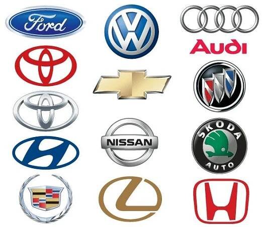 many different car logos are shown together
