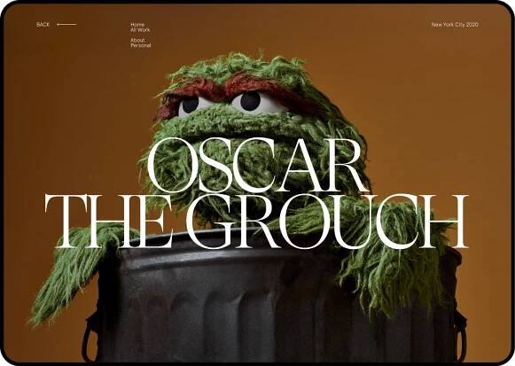 Website comp for Oscar the Grouch project