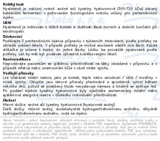 Informace o produktu:<br> Hyalotend injekce 1x20mg/2ml