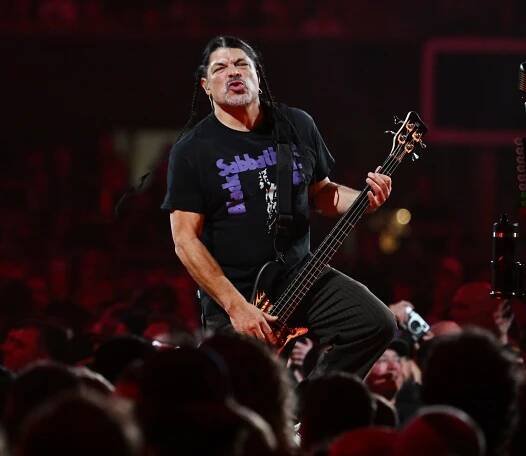 Robert Trujillo of Metallica performing on stage.