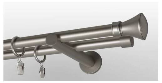 Kovová garnýž Satin nickel Ø 19mm koncovka - Koloseo - Garnyze-Kolejnice.cz