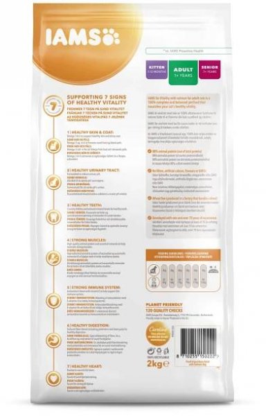 IAMS Granule pro kočky ADULT 1+ s lososem 2 kg