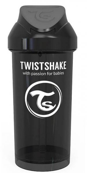 TWISTSHAKE Láhev s brčkem 360 ml (6 m) černá