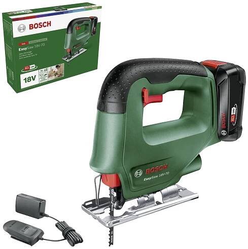 Bosch Home and Garden EasySaw 18V-70 akumulátorová přímočará pila, akumulátor, vč. nabíječky, 18 V, 2.0 Ah, 0603012002