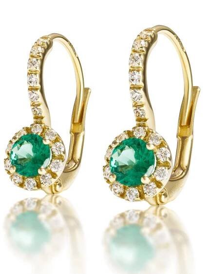Náušnice LOEE Palette Diamonds ze žlutého zlata s diamanty a smaragdy