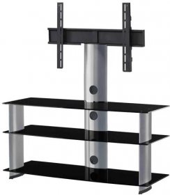 Televizní stolek SONOROUS PL 2130 (černé sklo + stříbrné alu)