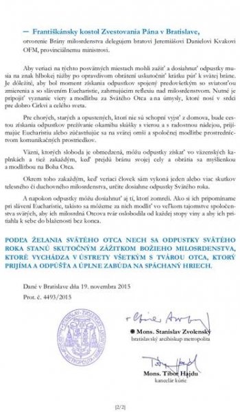 Brány milosrdenstva v Bratislavskej arcidiecéze | Bratislavská arcidiecéza