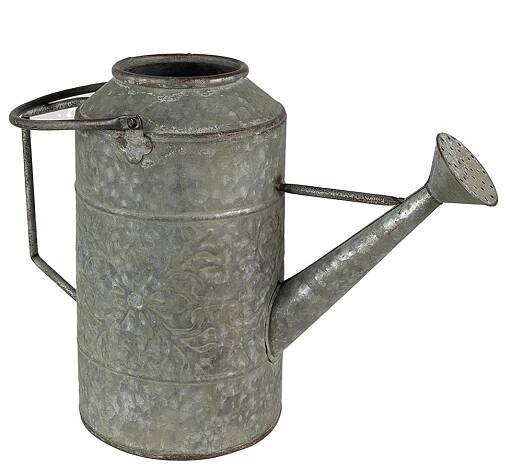 Šedo-zelená antik plechová dekorativní konev – 42x17x31/42 cm | Clayre & Eef | Alapointe.cz
