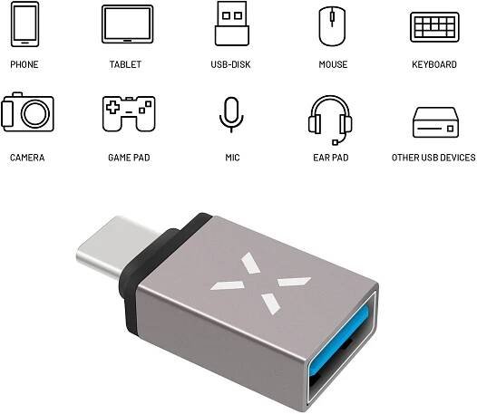 FIXED Link USB-A 3.0 na USB-C šedá