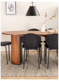 Oválný dřevěný jídelní stůl Bianca, 200 x 90 cm, Dubové dřevo, tmavě lakované, Š 200 cm, H 90 cm