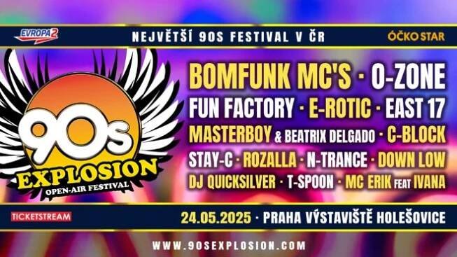 90s EXPLOSION OPEN–AIR FESTIVAL 2025 – exkluzivní festival hudby 90. let v Praze!