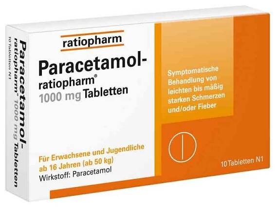 Paracetamol 1000 mg von ratiopharm aus unserer Online Apotheke