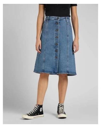Riflová sukně Lee MIDI SKIRT LET IT RIDE
