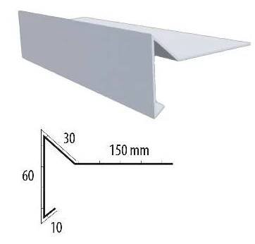 Závětrná lišta š.250 mm / BAUDER PVC světle šedá 7035