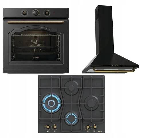 Sada Gorenje Trouba BOS67371CLB + Plynová varná deska GW6D42CLB + Odsavač par WHC63CLI