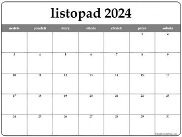 listopad 2024 kalendář