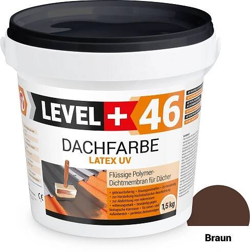 Barva na střechy Flexibilní 1,5 kg Tekutá střešní fólie Hnědá Level+46