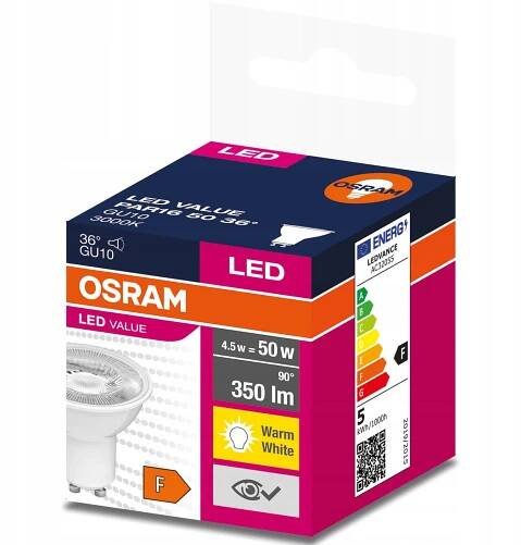 OSRAM Value PAR16 GU10 4,5W 230V 350lm 2700K