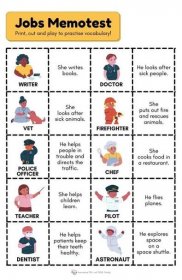 This is a great activity for your EFL students. Simply cut and play to practice job vocabulary! Vocabulary Practice, Vocabulary Worksheets, Teaching Kids, Kids Learning, Helper Jobs, Job Cards, Teaching English Online, Marketing Business Card, Book Labels