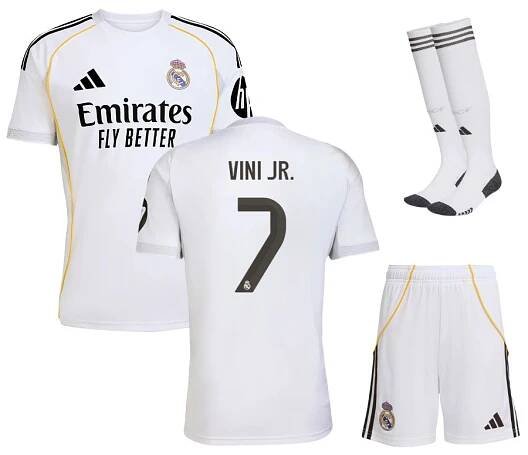 Maillot Kit Enfant Real Madrid Domicile 2025 2026 Vini Jr.