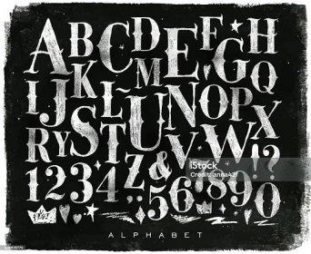 Vintage gotická abeceda křída - Bez autorských poplatků Psaní - Text vektorové obrázky
