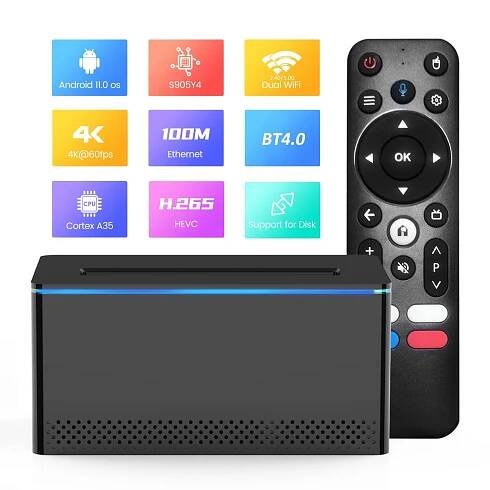 X6 Android 11.0 Smart TV Box Amlogic S905Y4 4K Media Player LPDDR4 2GB EMMC 16GB mit SATA6 HDD Slot 2,4G/5G Dual-band WiFi