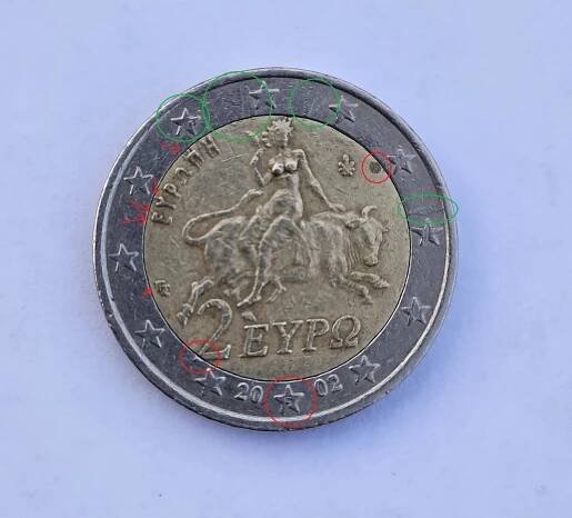 2 euro 2002 Řecko (S) velmi raritní chyboražba - Sběratelství
