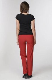 Letní červené dlouhé dámské kalhoty s kapsami 303