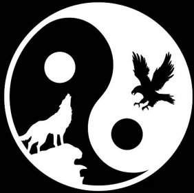 Obrázek produktu Dámské tričko Jin a Jang vlk, orel a měsíc