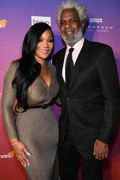 Angela Oakley and Charles Oakley attend Bravo's 'The Real Housewives Of Atlanta' season 16 premiere on March 7, 2025, in Atlanta.