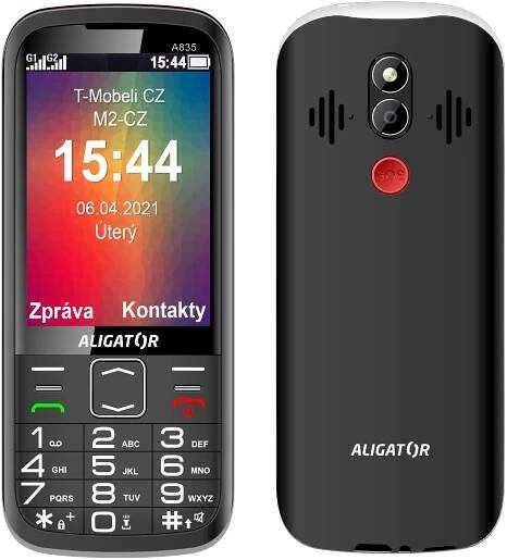 Mobilní telefon Aligator A835 Senior (A835B) černý - s mírným poškozením...