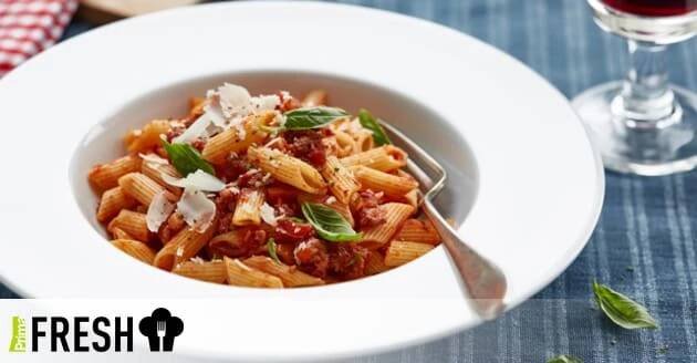 Penne s králičím ragú na boloňský způsob