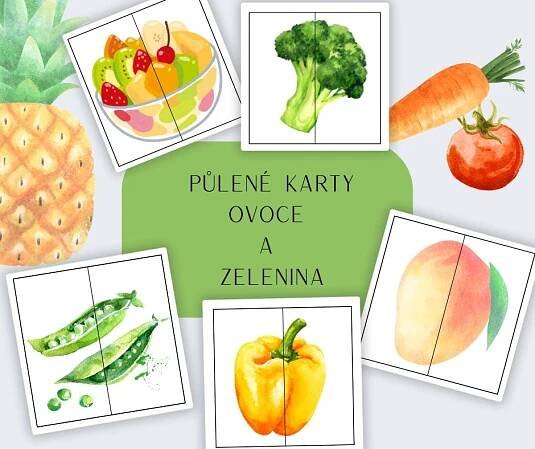Ovoce a zelenina - půlené karty | Inspirace (nejen) do školky