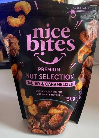 Premium salted & caramelized nut selection Nice Bites