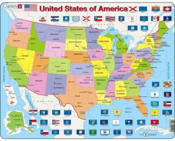 Puzzle Mapa USA - jednotlivé státy,hlavní města 48 dílků