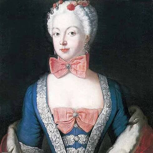 Die preußische Königin Elisabeth Christine trägt den Großdiamanten in einer Schleife, 1739