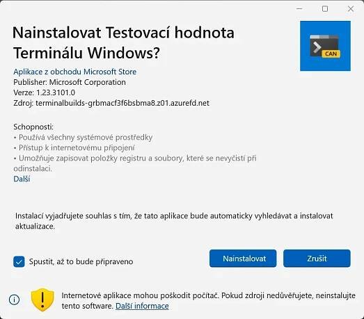 Instalace Windows Terminal Canary