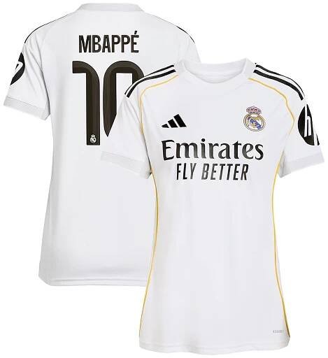 Kylian Mbappé Real Madrid adidas Women's 2025/26 Home Replica Player Jersey - White