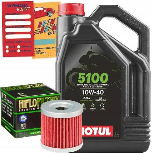 MOTUL 5100 10W40 4T 4 Litry + OLEJOVÝ FILTR HIFLO HF139 Ma2 Drz Ltz Ltr Kfx
