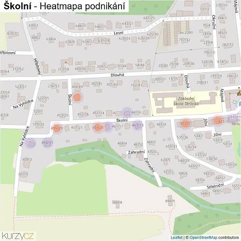 Mapa Školní - Firmy v ulici.