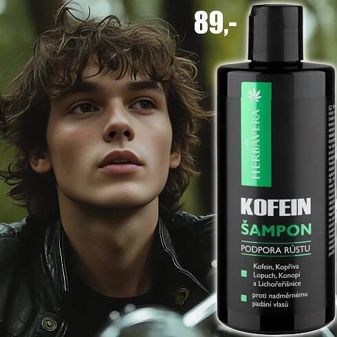 Šampon HERBAVERA Kofein podpora růstu vlasů 300 ml 80 Kč