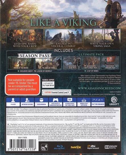 Assassin's Creed Valhalla PS4 back