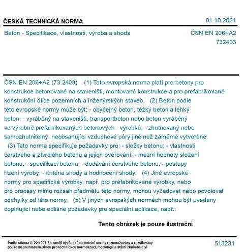 ČSN EN 206+A2 - Beton - Specifikace, vlastnosti, výroba a shoda