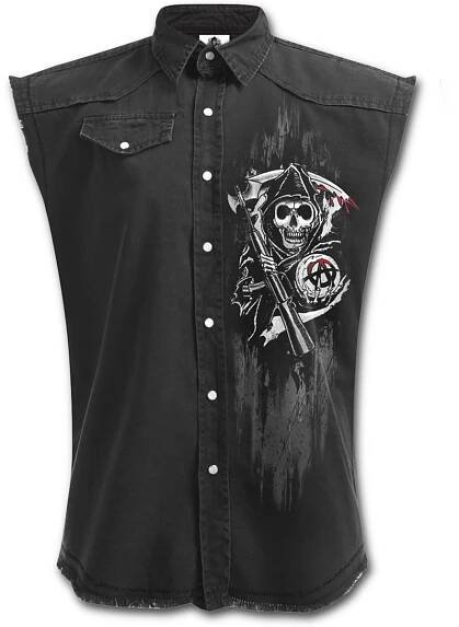 Košile bez rukávů s motivem Sons of Anarchy Reaper skulls