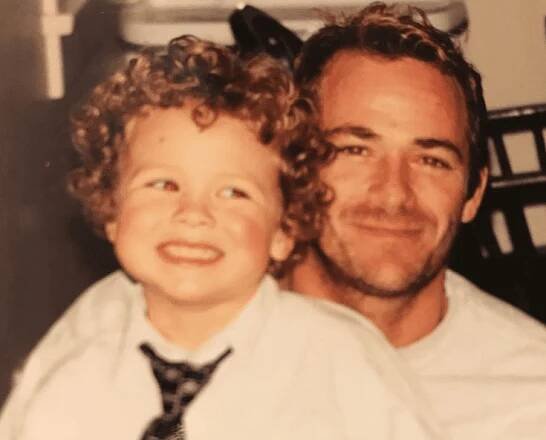 Jack Perry as a child with his father, Luke Perry.