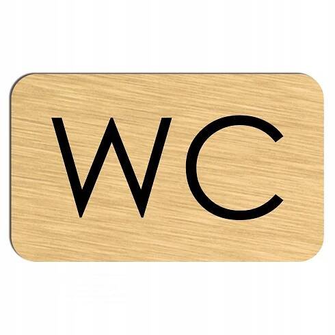 Zlatá cedulka obdélníková WC nápis 12x7,5 cm