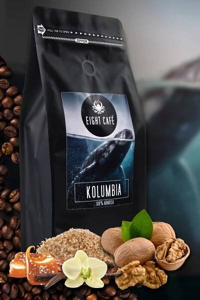 Mletá Káva Čerstvě pražená 100% Arabica Kolumbie 500G Eight Cafe Značka Eight Cafe