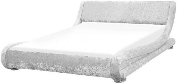 Manželská vodní postel 160 cm Anais (sametová stříbrná) (s roštem a matrací)