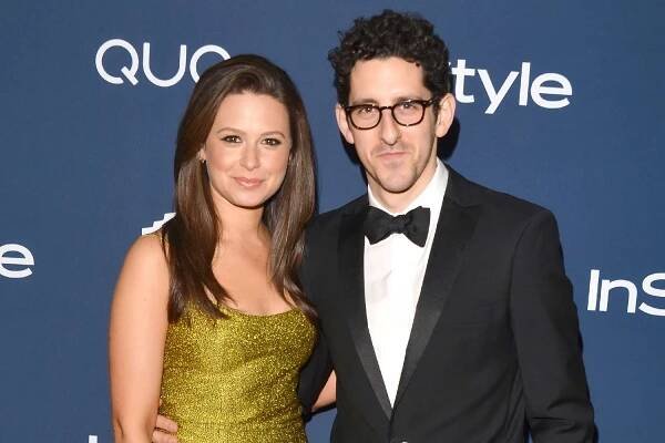 Katie Lowes and actor/producer Adam Shapiro attend the 2014 InStyle and Warner Bros. 71st Annual Golden Globe Awards Post-Party on January 12, 2014.